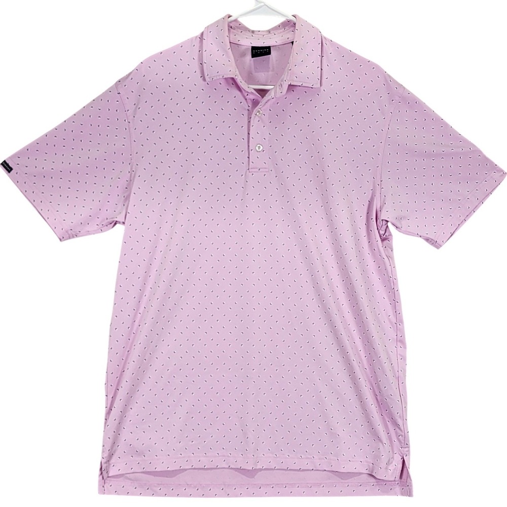 Dunning Golf Horseshoe Print Polo Shirt Mens Medium Purple Sun City Country Club